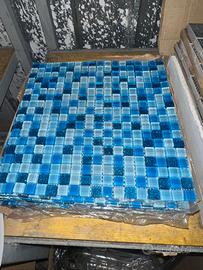 Mosaico in Vetro tessere Mix Azzurro, Blu e Glitte