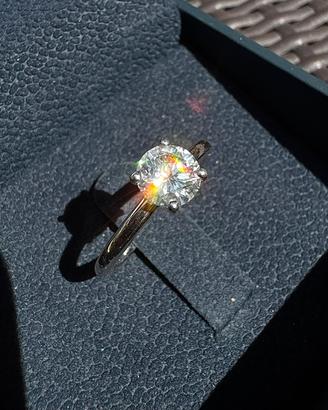 Anello diamante naturale 1,03 carati oro bianco