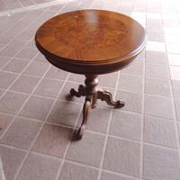Tavolino rotondo vintage in noce