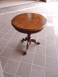 Tavolino rotondo vintage in noce