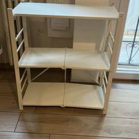 Mobiletto bianco da cucina con ruote e pieghevole