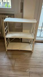 Mobiletto bianco da cucina con ruote e pieghevole