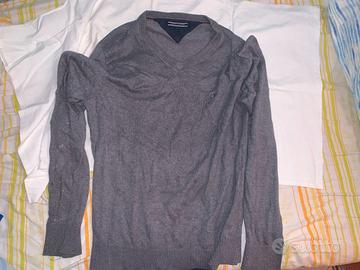 Maglione Grigio Tommy HIlfiger ScolloaV Cashmere S
