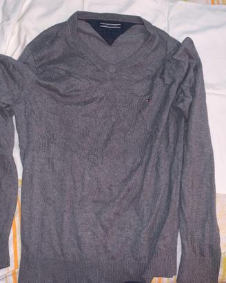 Maglione Grigio Tommy HIlfiger ScolloaV Cashmere S