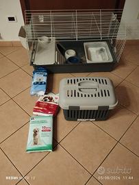 gabbia completa , trasportino e tappetini