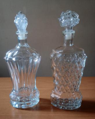 Coppia di Bottiglie di Liquore in Cristallo 1959