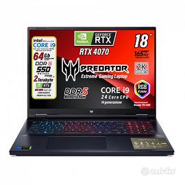 Pc portatile Gaming Predator 18" intel i9 64gb