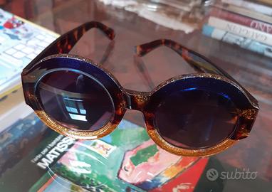 Occhiali da sole donna blu e marron e brillantini