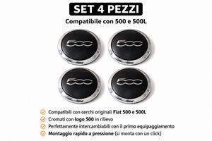 Coprimozzi borchie fiat 500 e fiat 500L set da 4