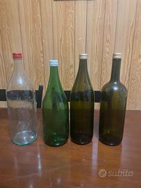 Lotto bottiglie vetro grandi  1 da 2L + 3 da 1,5L