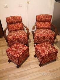 2 Poltrone e 2 poggiapiedi anni 30 art decòSpedito