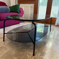 Tavolino in vetro temprato effetto marmo nero