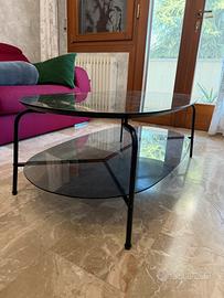 Tavolino in vetro temprato effetto marmo nero