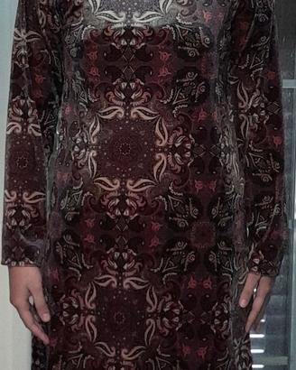 Abito donna, fantasia, corto con maniche lunghe