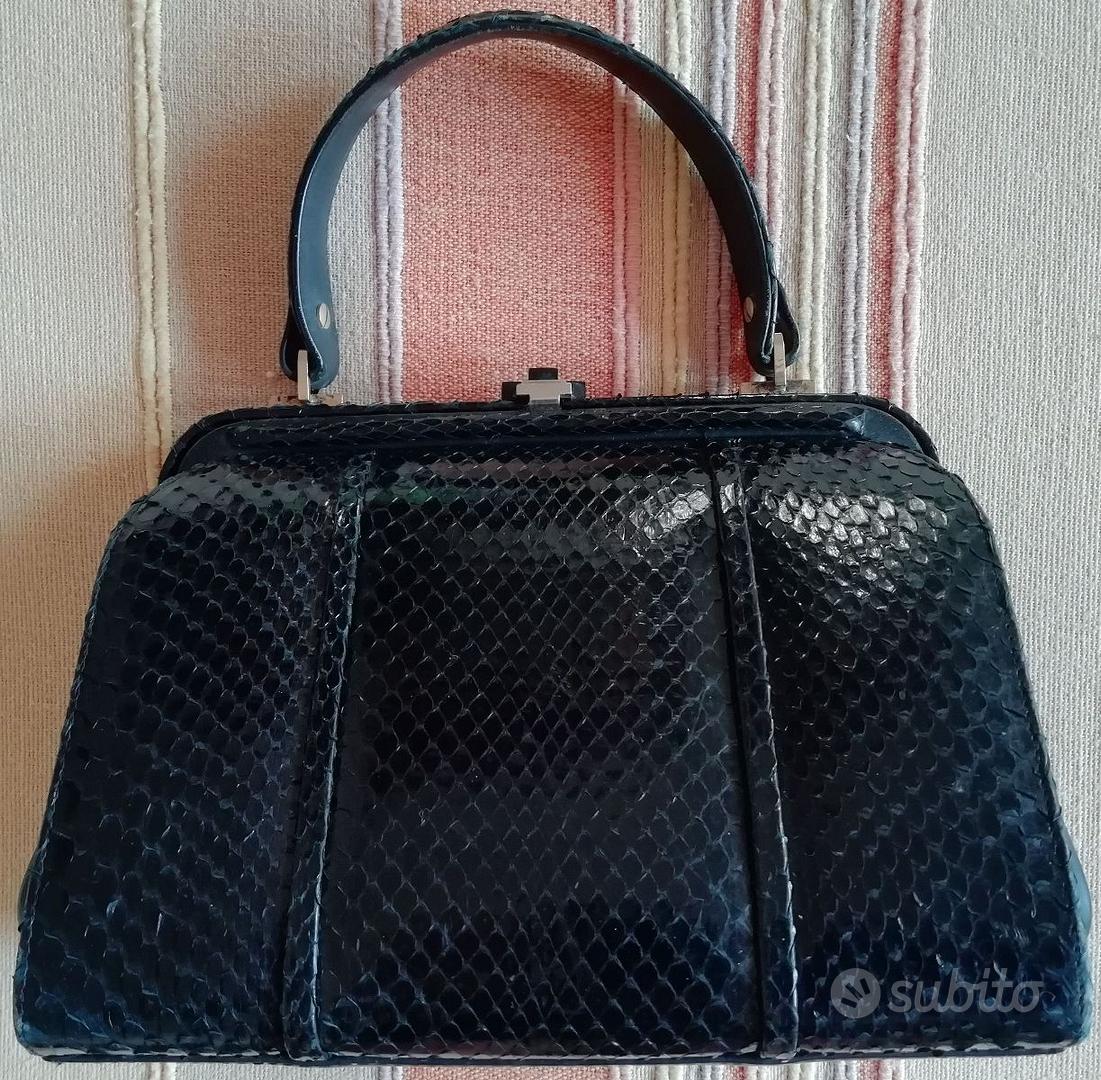 Borsa bauletto donna vintage in vero pitone Abbigliamento e
