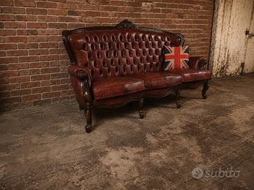 Divano Chester Chesterfield King cuoio inglese 