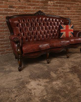 Divano Chester Chesterfield King cuoio inglese 