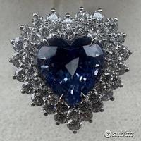 ANELLO IN ORO 18kt.CON DIAMANTI E ZAFFIRO CUORE