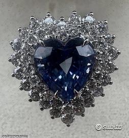 ANELLO IN ORO 18kt.CON DIAMANTI E ZAFFIRO CUORE