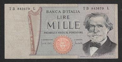 Italia -banconota circolata da 1000 Lire Verdi '71