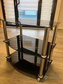 Carrello porta TV in vetro con ruote – multiuso