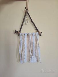 Decorazione nordica parete in legno e pizzo Boho 