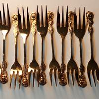 Forchette da dolce dorate vintage