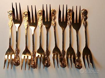 Forchette da dolce dorate vintage
