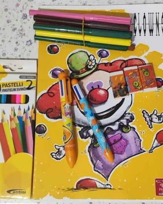 set scuola quadernone a quadrettoni, 2 penne con v