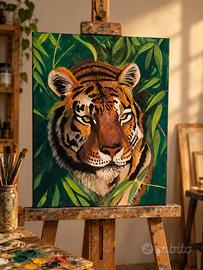 Dipinto a mano tigre su tela