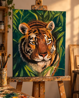 Dipinto a mano tigre su tela