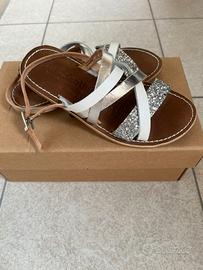 Sandalini bimba, marca Le Salentine, bianco -argen