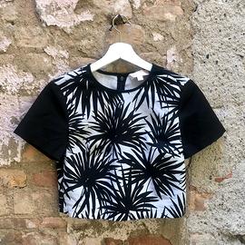 Crop top Michael Kors grigio chiaro e nero