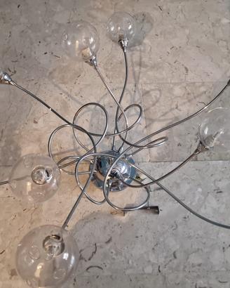 Lampadario 9 punti luce con boule vetro