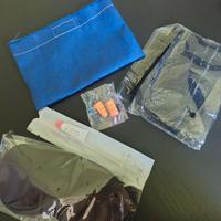 set viaggio aereo hotel maschera tappi collo bagno