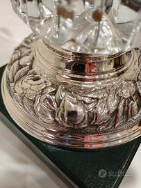 Centrotavola in cristallo e argento 800 anni '80