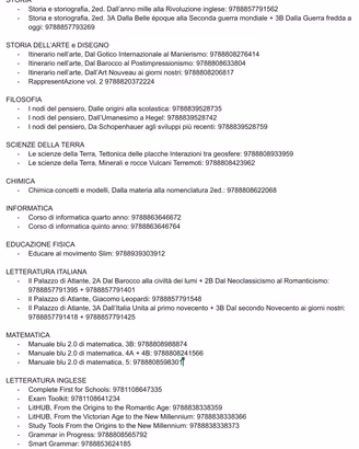 Libri Terza Quarta Quinta Liceo Scientifico 
