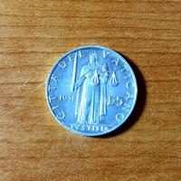 5 lire citta' del vaticano 1951