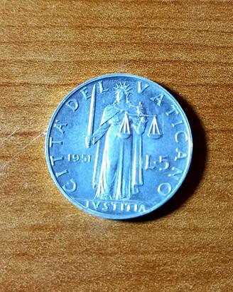 5 lire citta' del vaticano 1951