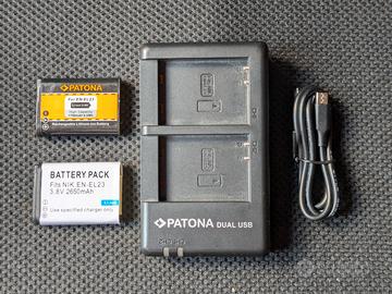 Caricabatterie Patona + 2 batterie per Nikon P900