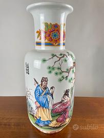 Vaso  cinese vintage in porcellana decorato a mano