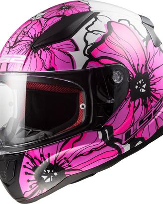 Casco integrale Donna LS2 POPPIES Rosa Bianco