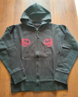 Felpa nera con cappuccio e zip con cuori LOVE/HATE