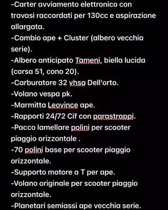 Pezzi ape 50 e piaggio orizzontale