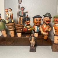 Lotto tappi in legno intagliati Anri