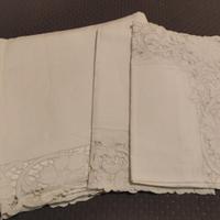 lenzuolo in puro lino ricamato a mano