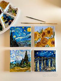 Set 4 quadretti 15x15 ispirati a Van Gogh