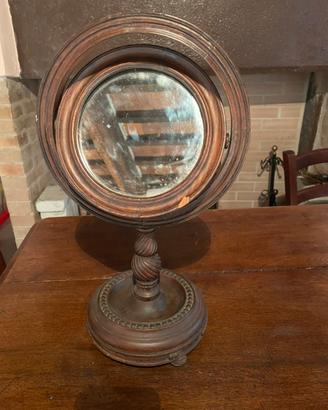 Specchio antico basculante da toeletta in legno