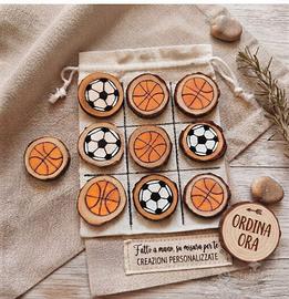 Tris in legno artigianale calcio basket 