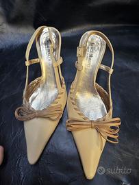 Slingback vintage Giorgio Moretti pelle beig n.38